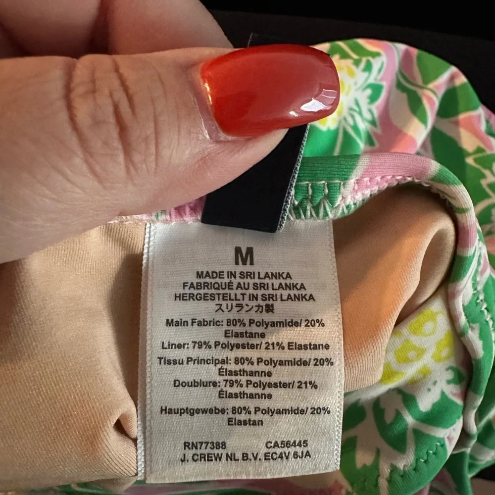 J. Crew Green and Pink Tropical pineapple  Print One Piece Swimsuit